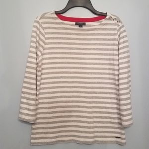 Nautica Grey & White Striped Long-Sleeve Shirt